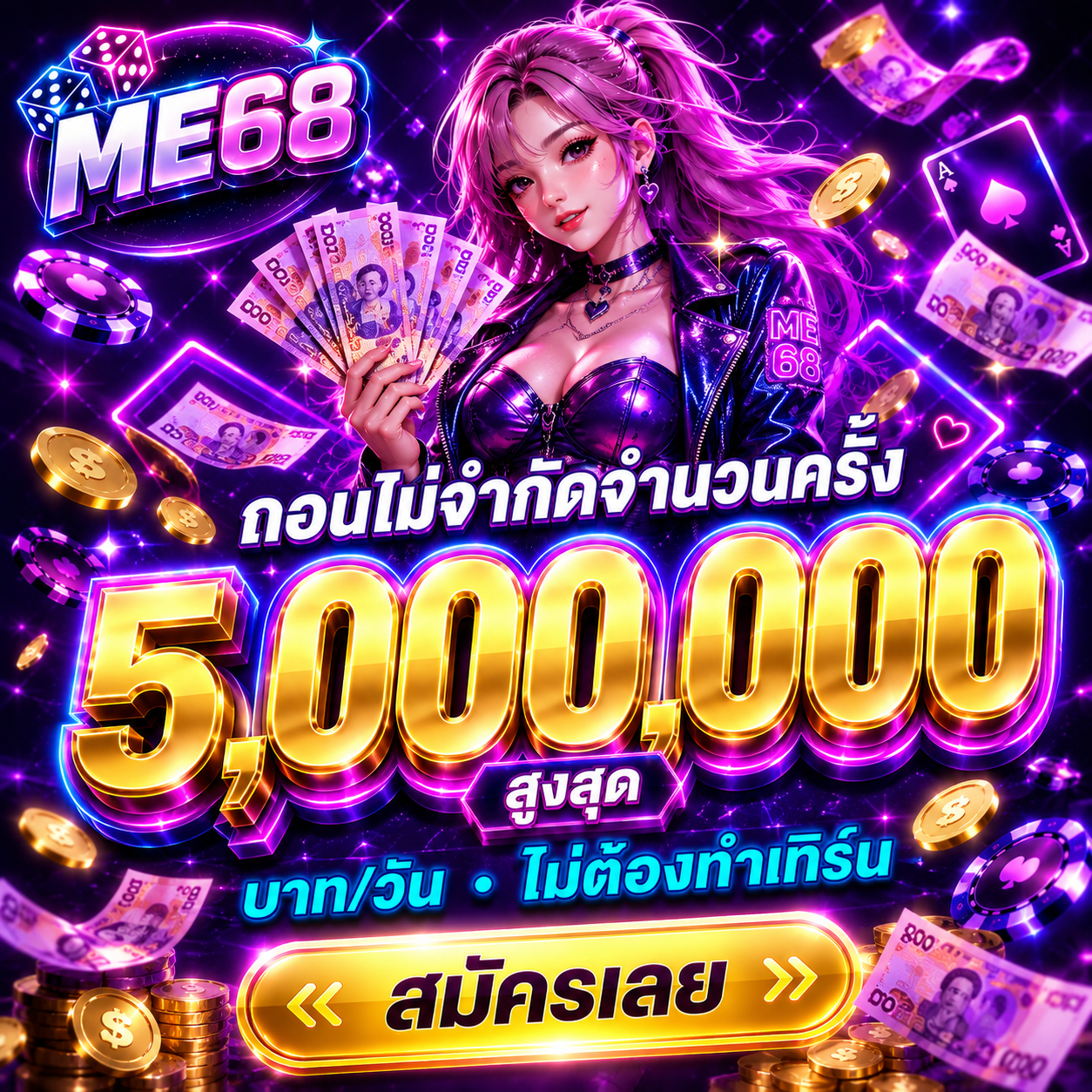 ถอนไม่จำกัด สูงสุด 5,000,000 บาทต่อวัน
